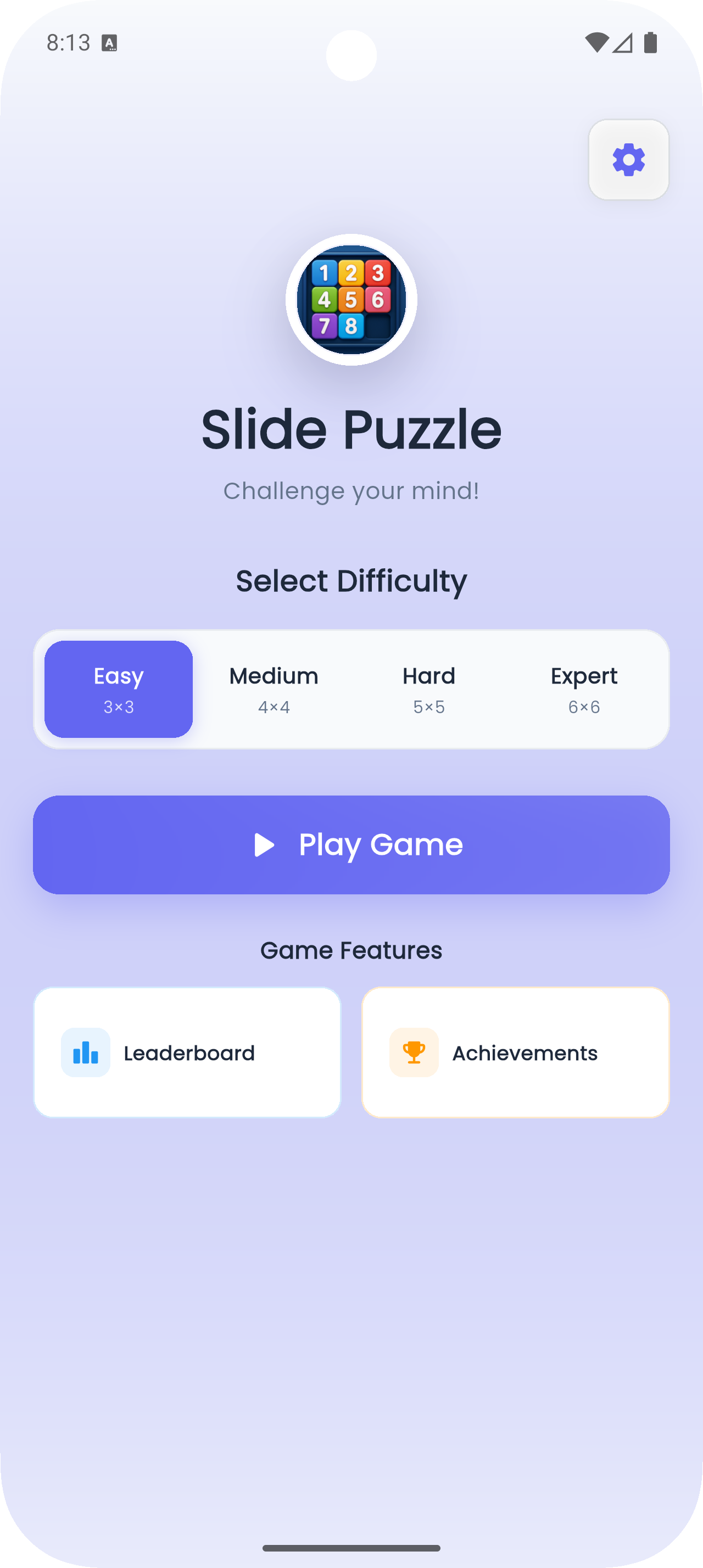Slide Puzzle Gameplay Screenshot
